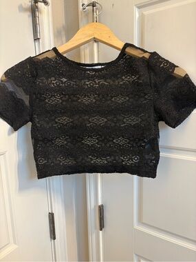 Noisy May Black Lace Cropped Top Size XS
